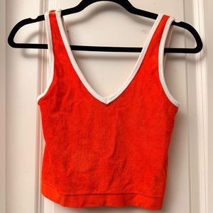 NWT terry cloth v neck crop top